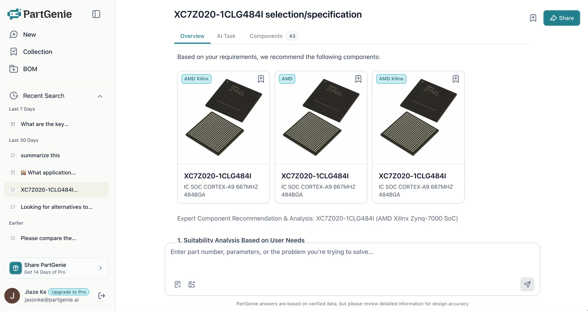 Find Electronic Components from Specs with AI